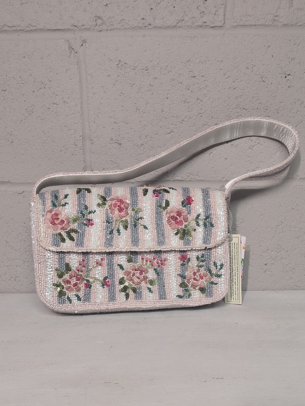 Floral Rose Beaded Bag, Viral TikTok Handcrafted In India, Romantic Floral NWT